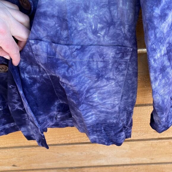 Amadi Hilde Tie Dye Purple Boho Oversized Blazer Size L Made in USA     - Picture 3 of 7